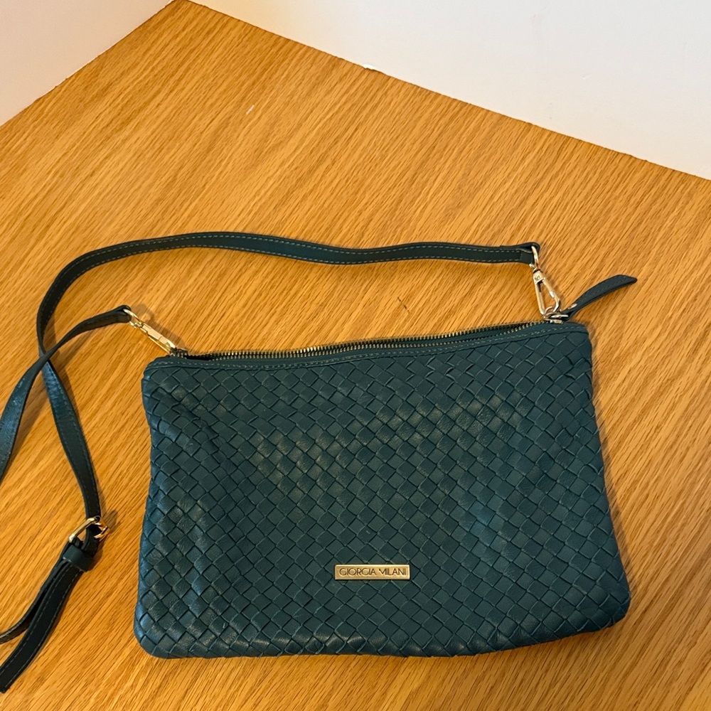 Giorgia Milani Woven Teal Crossbody Bag